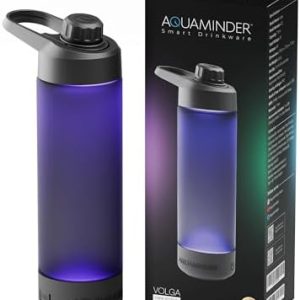 Aquaminder Smart Water Bottle Glows & Beeps to Remind You to Drink More 770 ml Chug Cap Bottle For Adults and Kids Perfect For Gift, Travel, Gym, Yoga, Black, Silicone