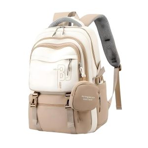 FWQPRA Girls Backpack School Backpack with Small Zipper Pouch Fashion Nylon with Padded Shoulder Straps & Handle Design Multi Compartment Large for School,Camping,Travel